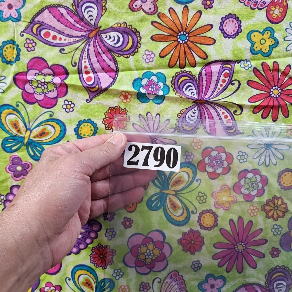 Vintage Butterfly Flower Power Fabric Remnant 35x34 Hippie Floral Cotton‎ Sewing
